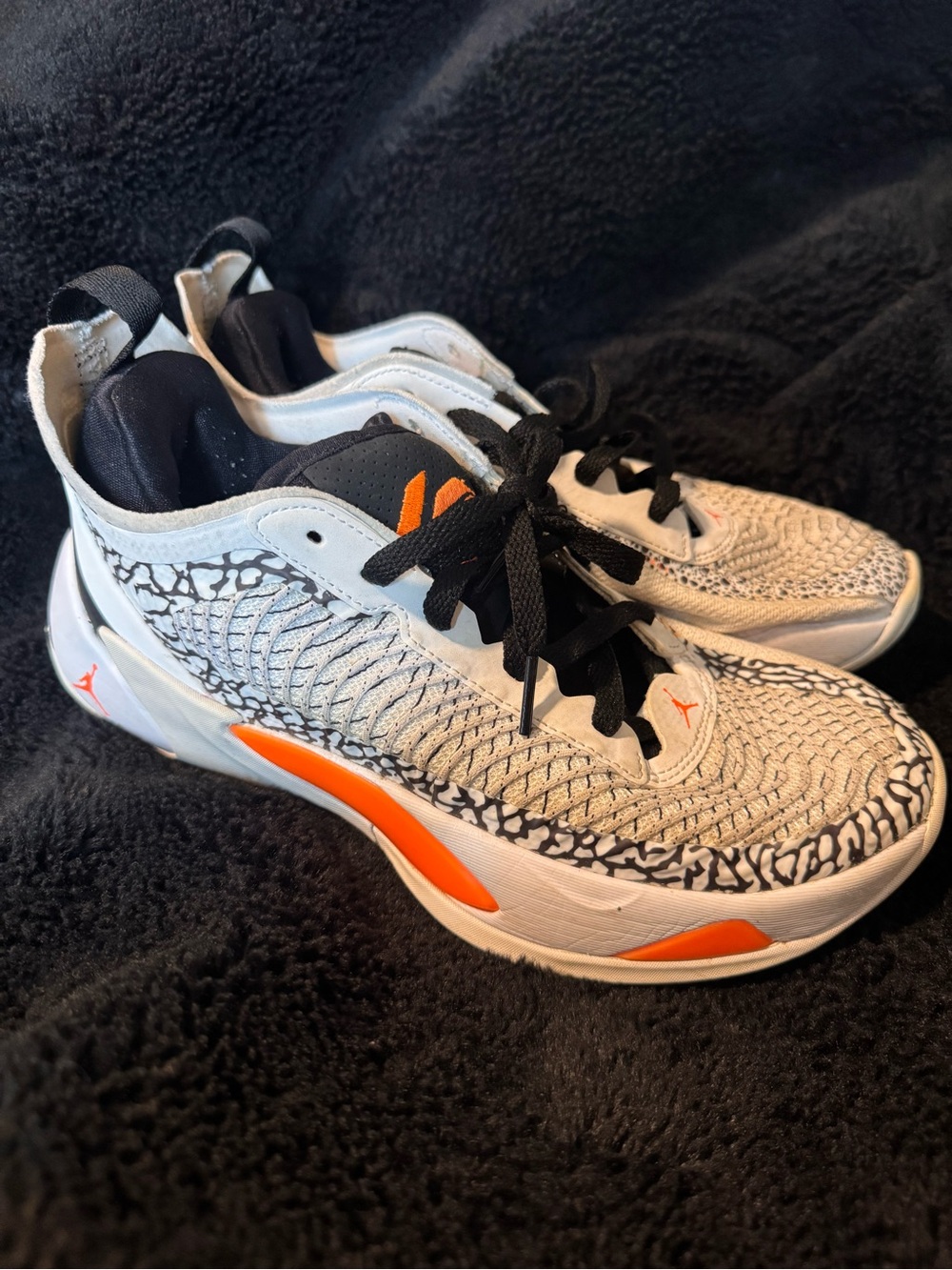 Jordan 7Y White & Orange Performance Sneakers - Luka 1